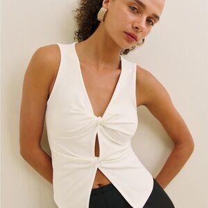 Reformation tefi knit white top